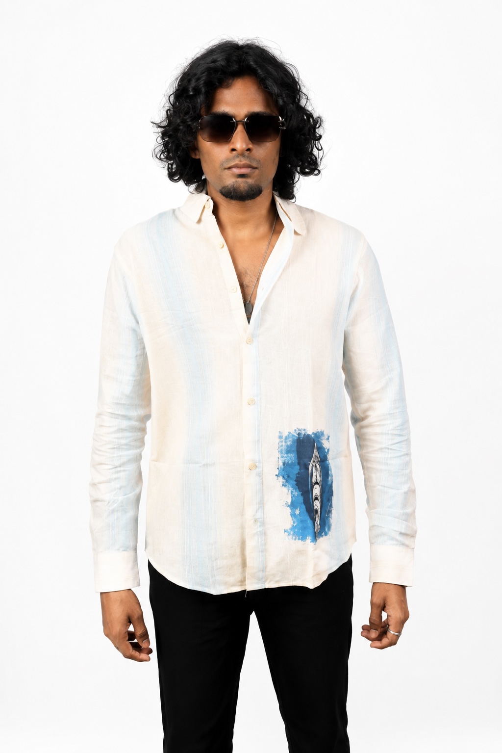 Ancient Mayan Abstract Feather Print Shirt – Ivory
