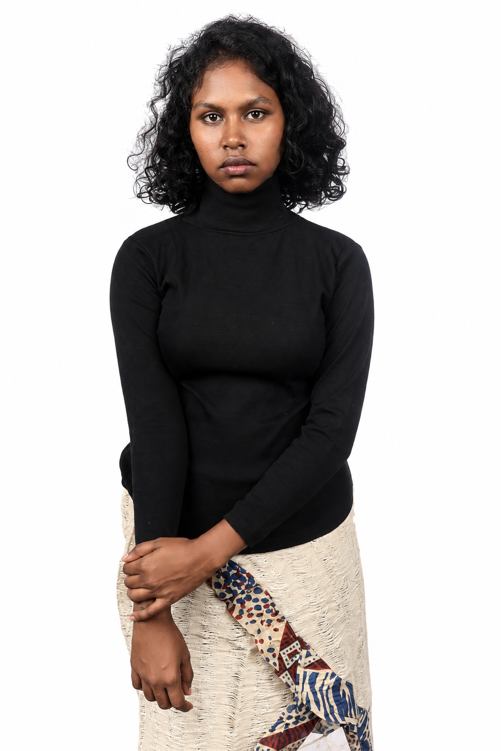 Women’s Black Ribbed Scoop Neck Full Sleeve Fitted Top